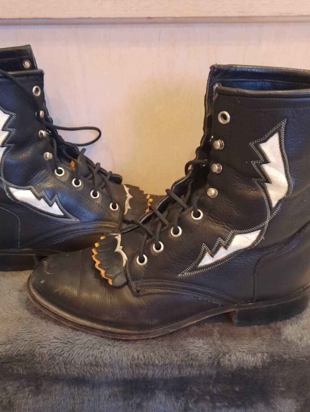 Laredo Black Leather Roper Boots Women's Sz 8 Made In USA!!